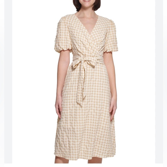 Kensie Womens Midi Dress Beige Sz 12 - Picture 1 of 14